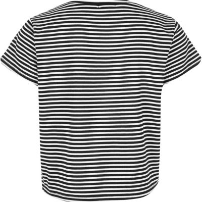 Girls black stripe patch t-shirt